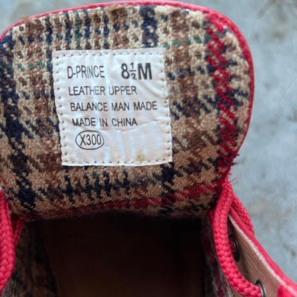 Vintage Danexx Red Leather Lace Up Ankle Boots Plaid Lined 8.5 M - Picture 5 of 8